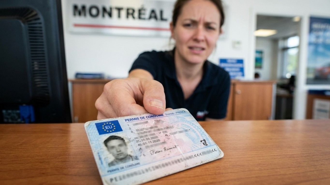 J'ai tendu mon permis français au comptoir de location à Montréal : l'employé l'a regardé, puis l'a repoussé vers moi sans...
