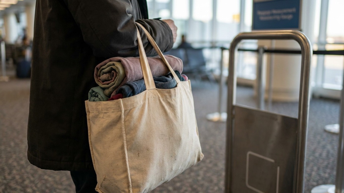 J'ai glissé mes affaires dans un sac de courses pour éviter le bagage payant : au portique d'embarquement, l'agente Ryanai...