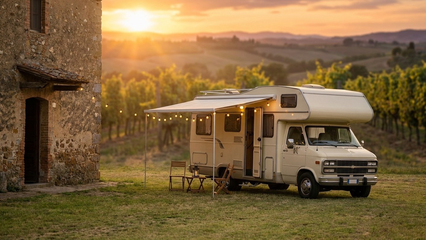 On cherche tous une aire de camping-car libre en pleine saison, sauf les voyageurs qui connaissent ce réseau où des vigner...