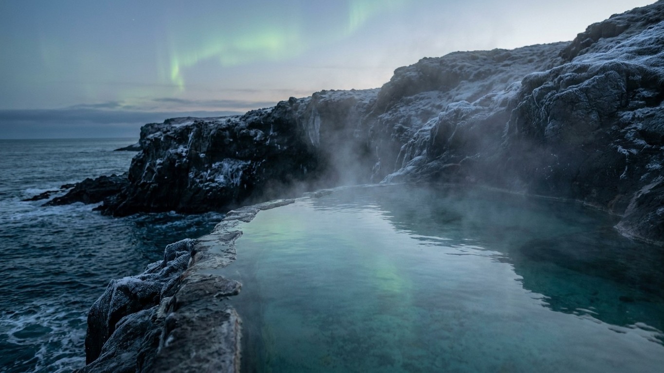 Personne ne pense à y aller le soir : ces bassins d’eau de mer chauffée du nord de l’Islande n’ont pourtant pas une goutte...