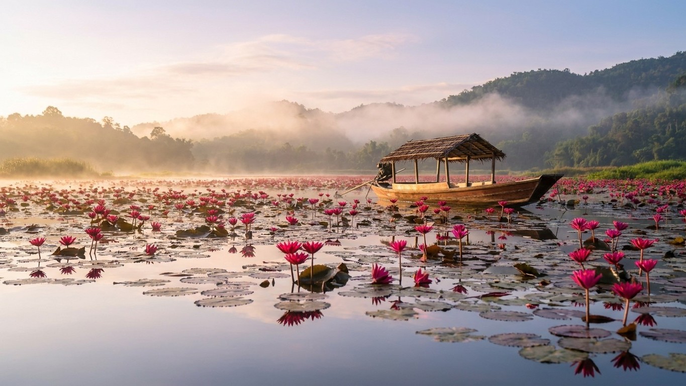 Depuis que j'ai découvert cette région thaïlandaise et son lac aux lotus rouges, je sais que je ne retournerai plus jamais...